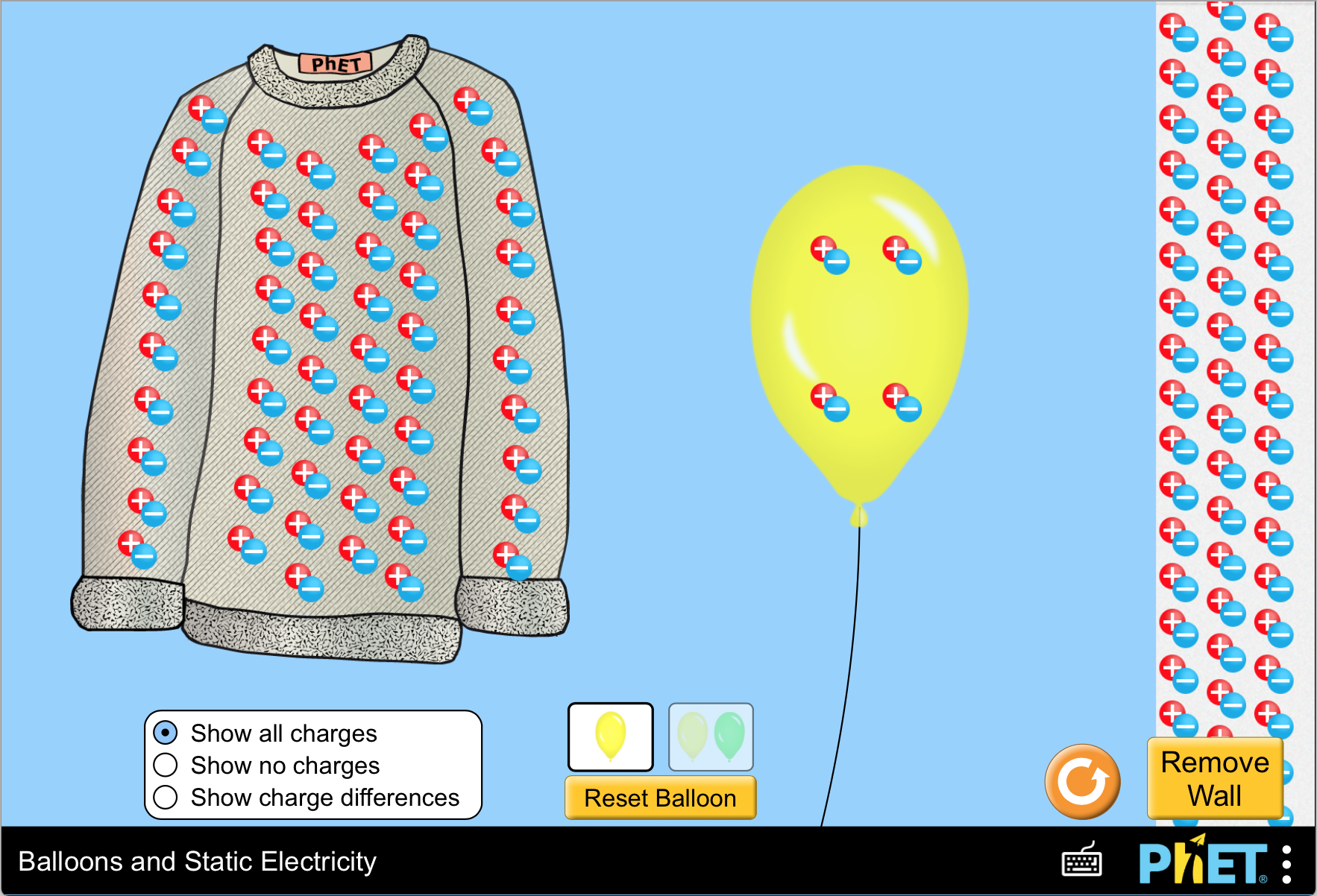 Image of the simulation Balloons and Static Electricity.